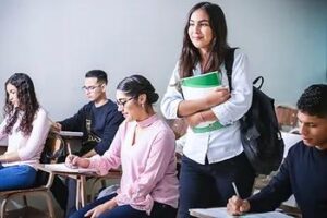 College students in a classroom